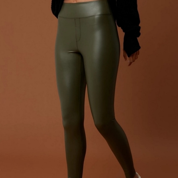 aerie Pants - OFFLINE by Aerie Real Luxe High-Waisted Faux Leather Leggings (Olive) - NWT